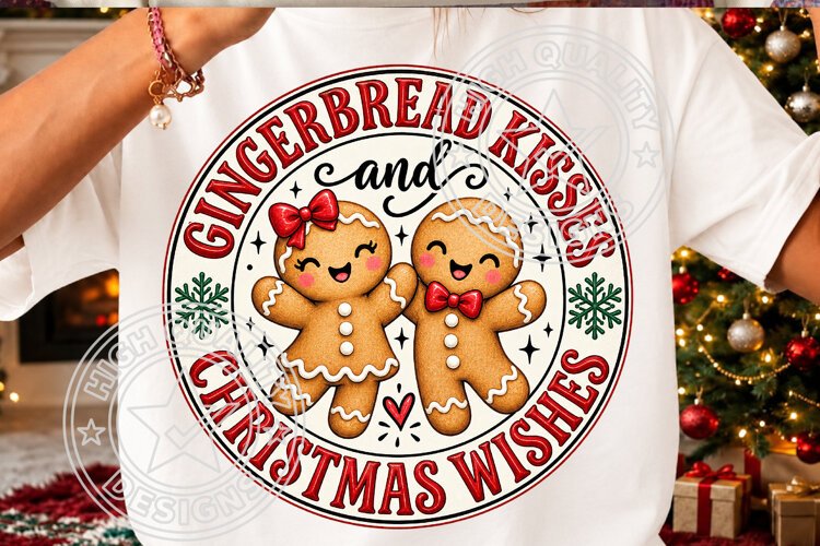 Gingerbread Kisses Christmas SVG, Winter Saying example image 1