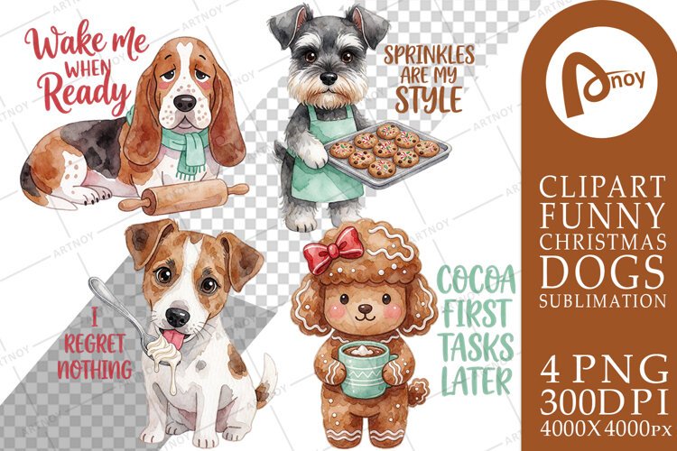 Gingerbread Kitchen Cookie Dogs Sublimation example image 1