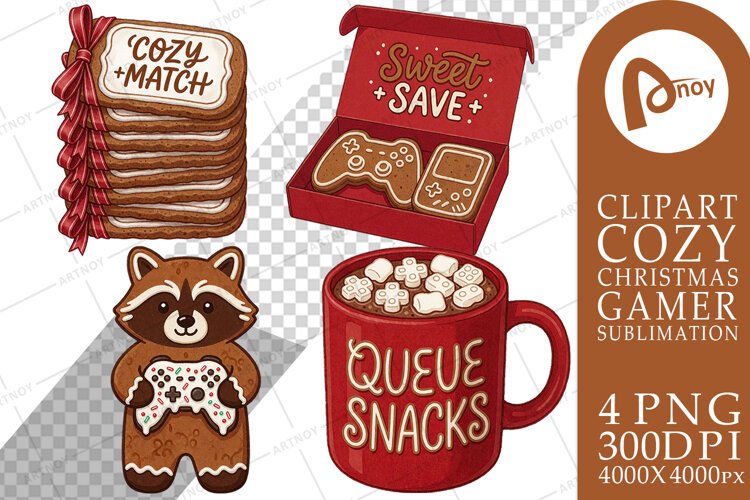 Gingerbread LAN Party Animal Pals Sublimation example image 1