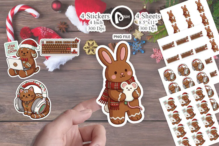 Gingerbread LAN Party Animal Pals Sticker