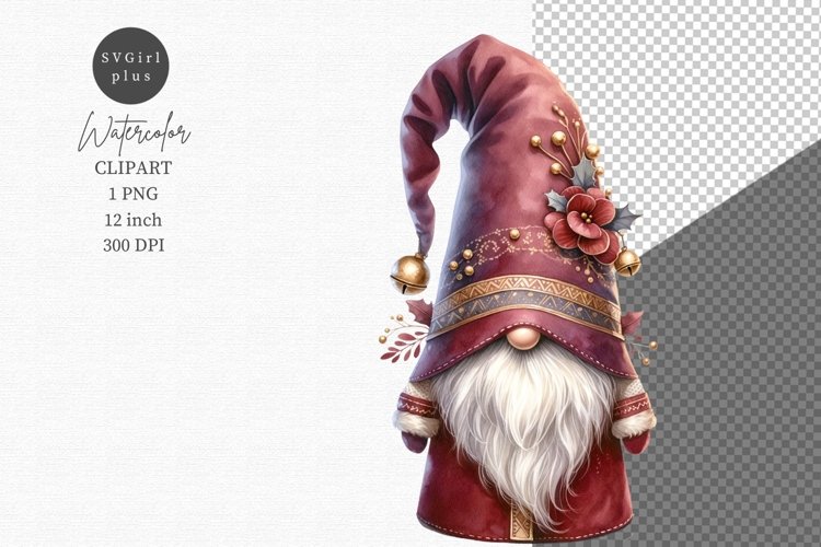 Gnome clipart, Christmas clipart, Watercolor clipart