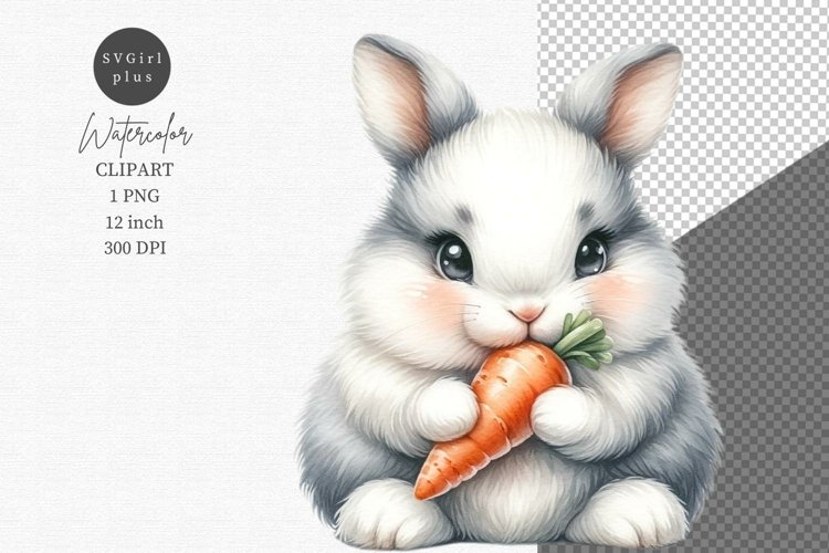 Baby bunny clipart, Watercolor clipart, Easter clipart