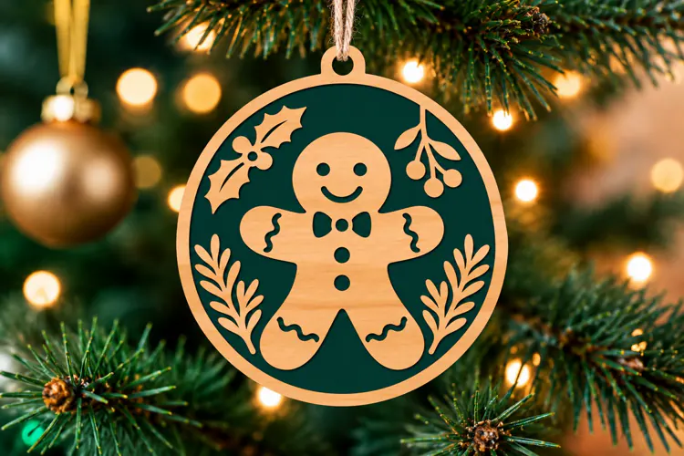 Gingerbread Man Christmas Ornament SVG