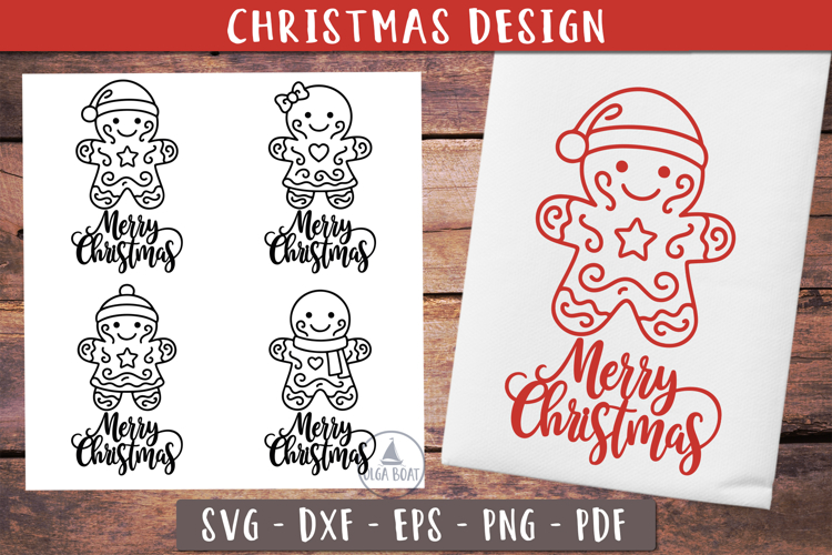 Gingerbread man Christmas SVG Kitchen towel design