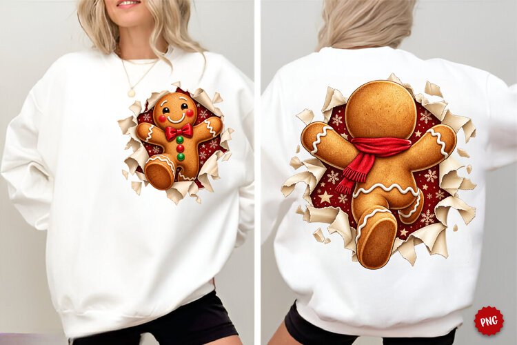 Gingerbread Man Front & Back Christmas example image 1