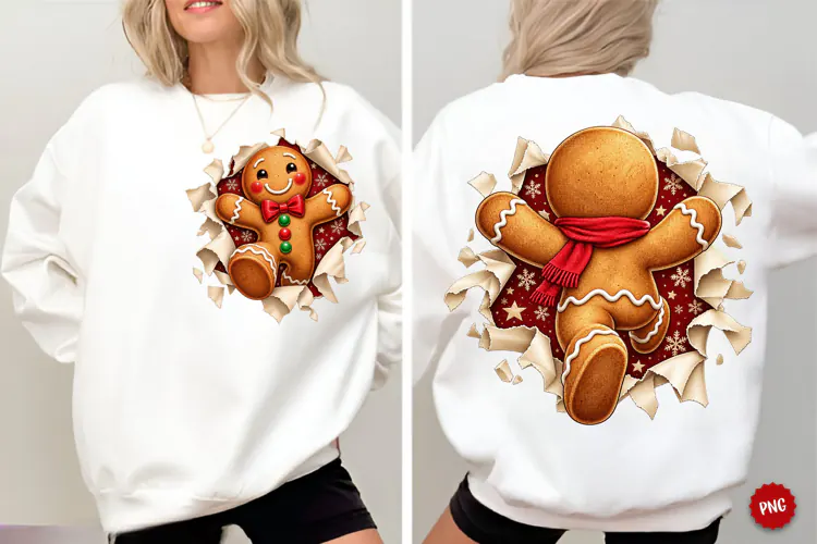 Gingerbread Man Front & Back Christmas