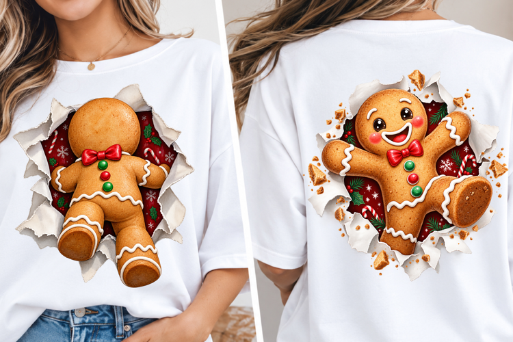 Gingerbread Man Front & Back Christmas png