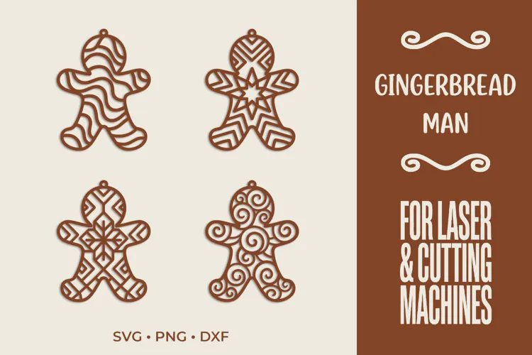 Gingerbread Man Laser Cut SVG, Christmas Ornament