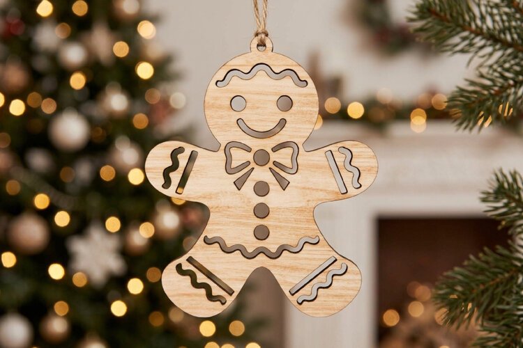 Gingerbread Man Ornament Laser Cut example image 1