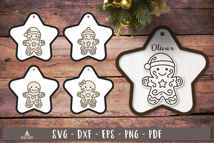 Gingerbread man Ornament SVG Personalized cookie tag