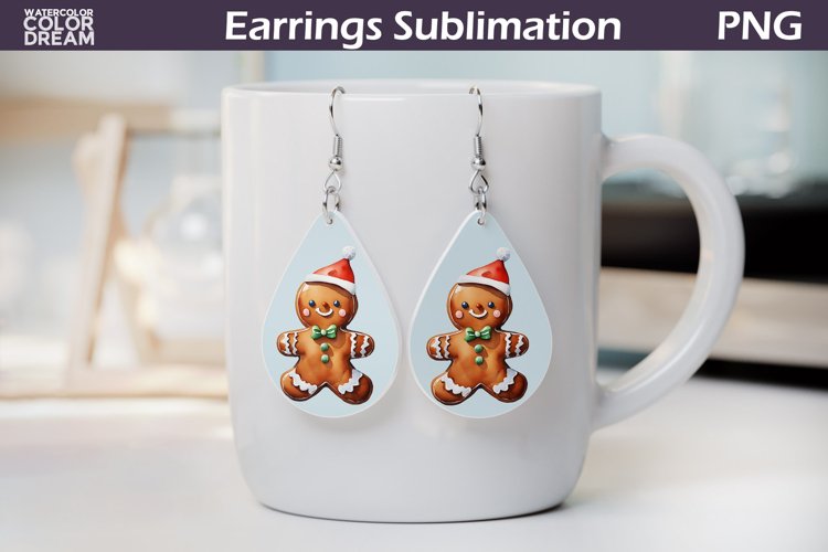 Gingerbread Man Earrings | Christmas Teardrop Earrings