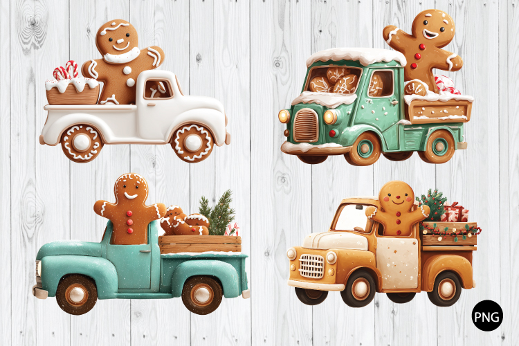 Gingerbread Man Truck PNG, Gingerbread PNG, Christmas PNG