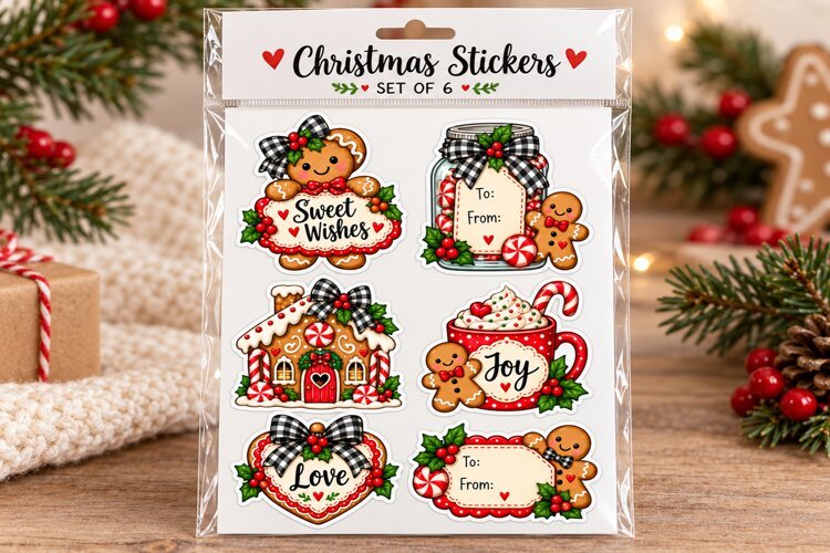 Whimsical Gingerbread Christmas Stickers example image 1