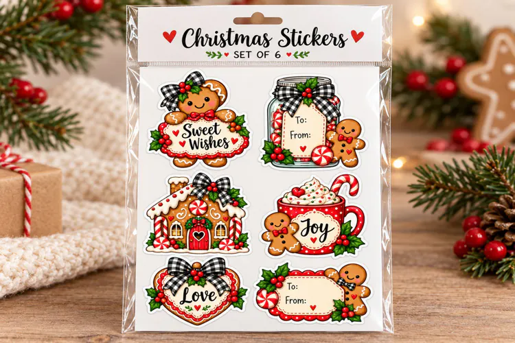 Whimsical Gingerbread Christmas Stickers