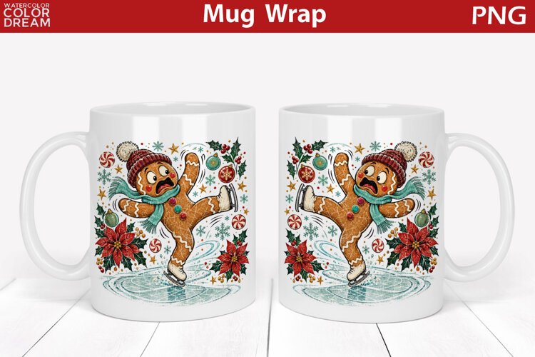 Christmas Gingerbread Man| Holiday Mug Wrap Sublimation example image 1
