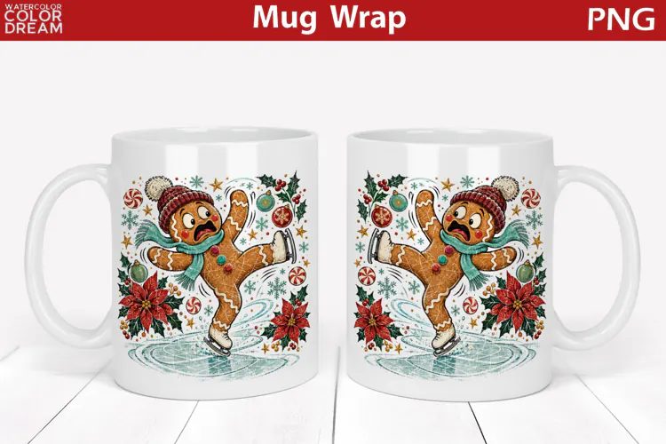 Christmas Gingerbread Man| Holiday Mug Wrap Sublimation