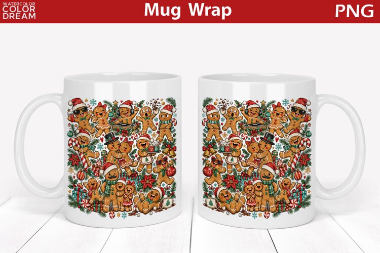 Funny Christmas Gingerbread Party | Festive Mug Wrap example image 1