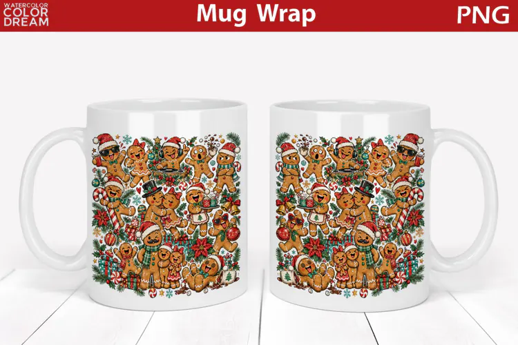 Funny Christmas Gingerbread Party | Festive Mug Wrap