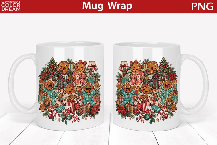 Gingerbread Family Mug Wrap | Christmas Mug Sublimation example image 1