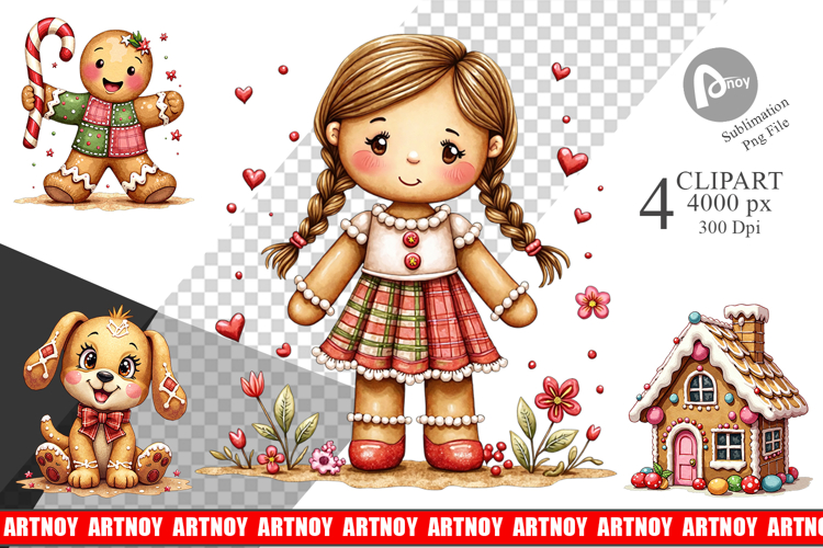 Gingerbread Patchwork Clipart