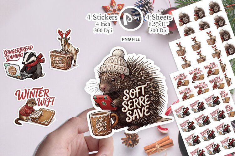 Gingerbread PC Café Gamer Pals Sticker example image 1