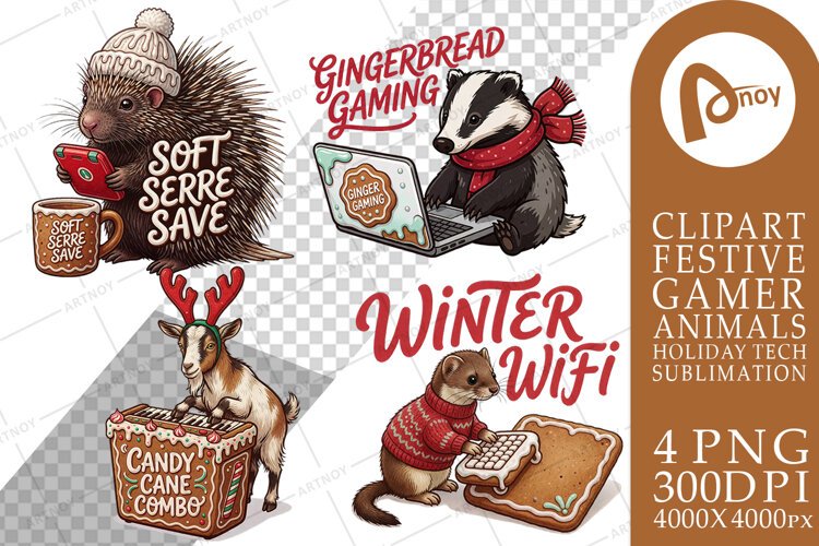 Gingerbread PC Café Gamer Pals Sublimation example image 1