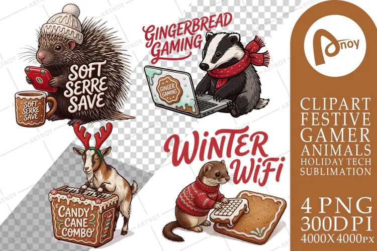 Gingerbread PC Café Gamer Pals Sublimation