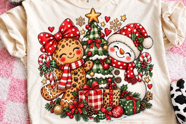 Gingerbread & Snowman Christmas PNG example image 1