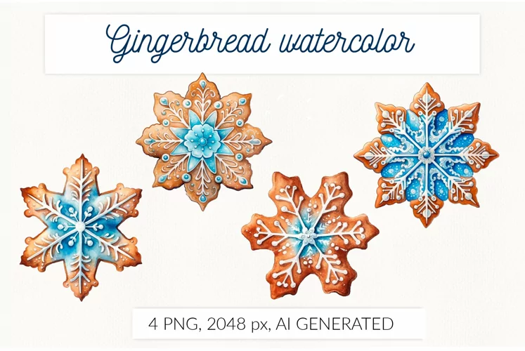 Gingerbread snowflake watercolor sublimation