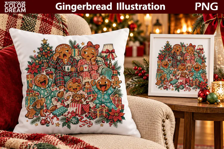 Christmas Gingerbread Family | Holiday Sublimation