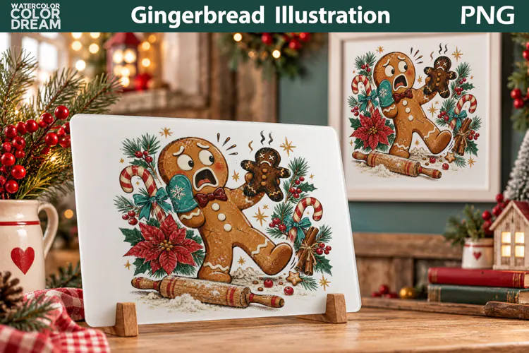 Gingerbread Cutting Board | Funny Kitchen Illustration