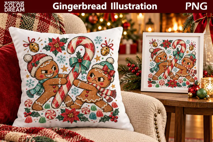 Gingerbread Candy Cane Fight | Christmas Sublimation