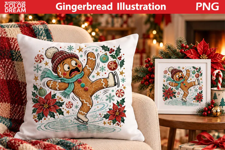 Gingerbread Ice Skating | Christmas Sublimation