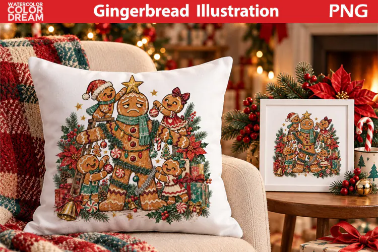 Gingerbread Family Pillow | Funny Christmas Sublimation
