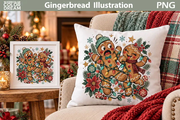 Gingerbread Christmas Lights | Holiday Sublimation