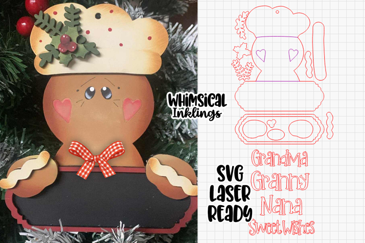 Gingerbread Baker Ornament Laser SVG