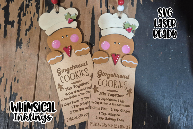 Gingerbread Cookie Recipe Ornament Laser SVG