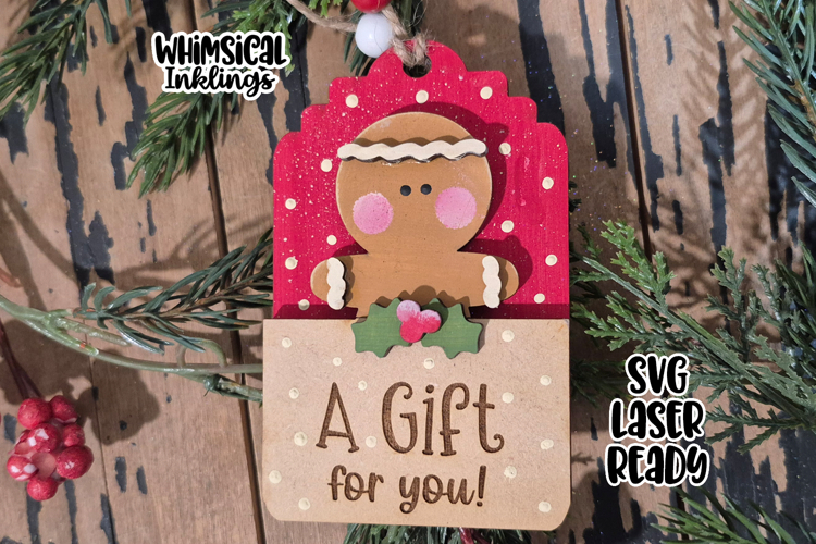Gingerbread Gift Card Holder Ornament Laser SVG