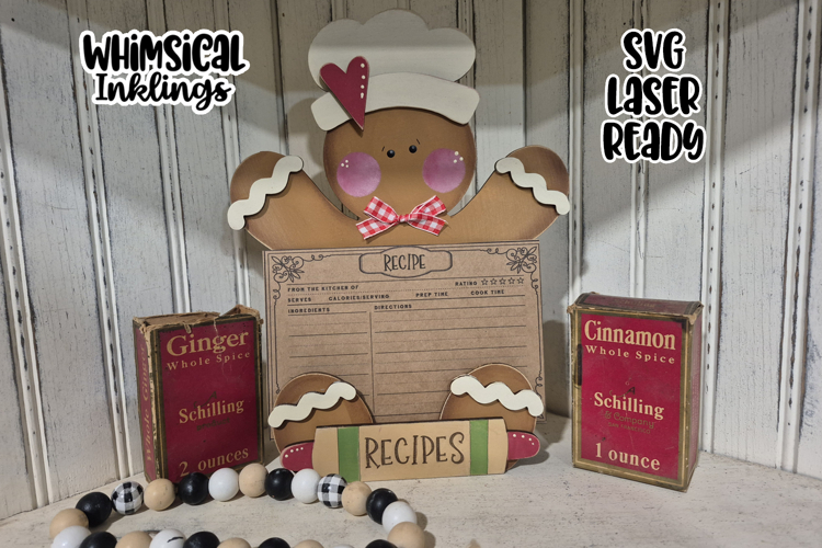 Gingerbread Recipe Card Holder Laser SVG