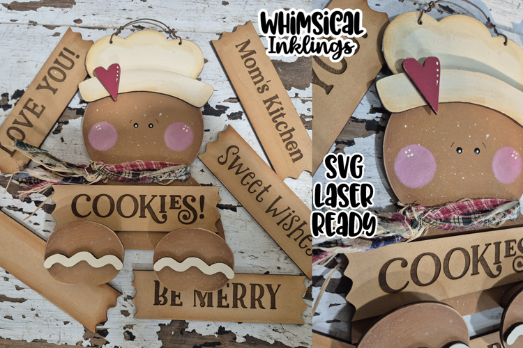 Gingerbread Sign Holder Laser SVG