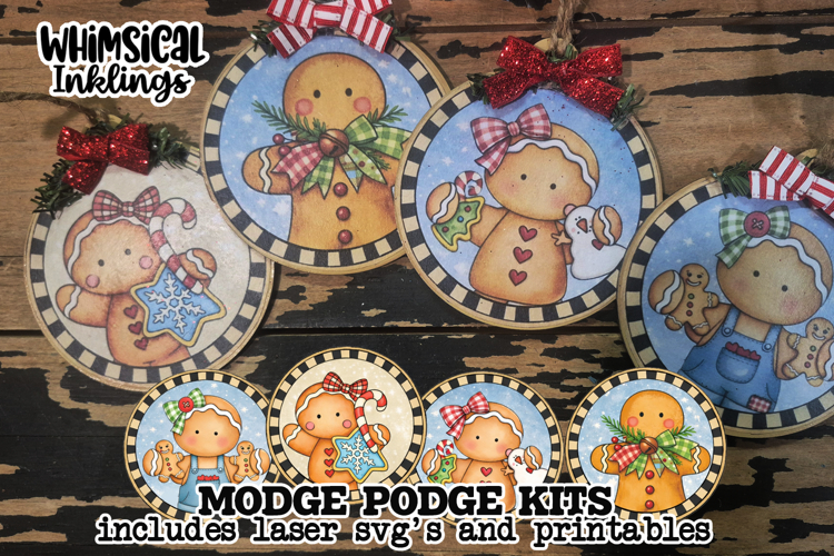 Gingerbread Sweeties Mod Podge Ornaments SVG and Printables