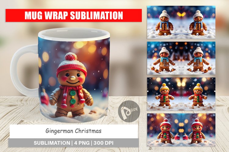 Mug sublimation design Gingerman Christmas
