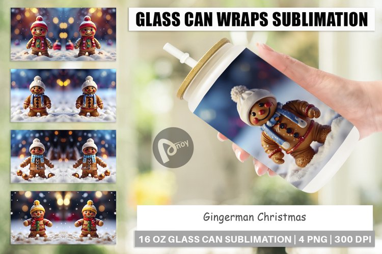 Glass Can Wraps Gingerman Christmas
