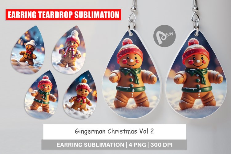 Earring teardrop Gingerman Christmas