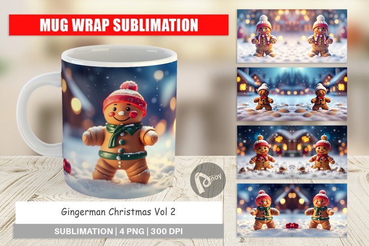 Mug sublimation design Gingerman Christmas