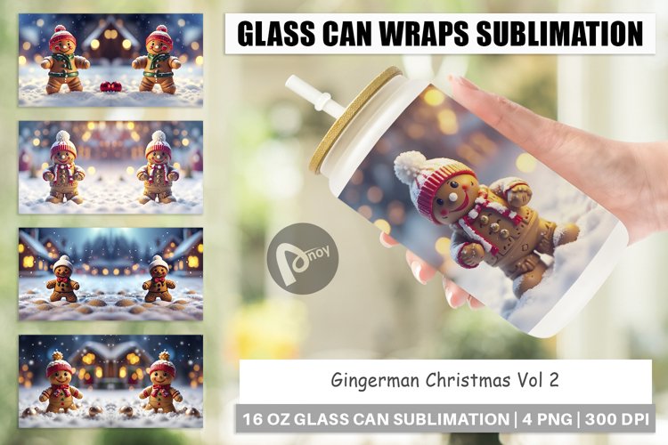 Glass Can Wraps Gingerman Christmas
