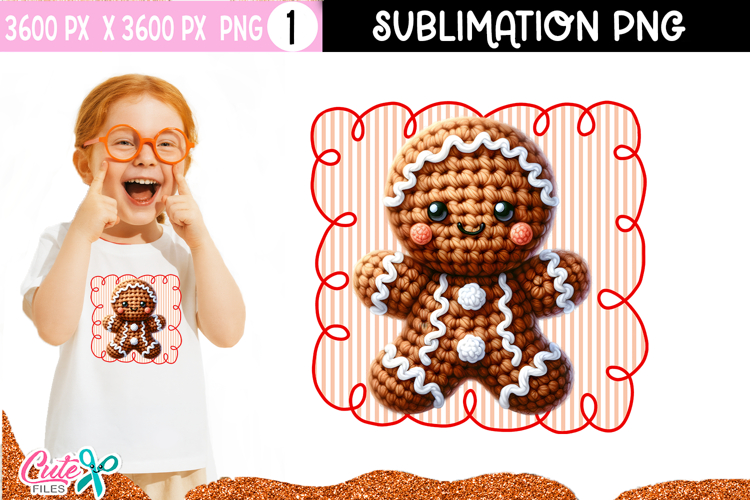 Gingerman Crochet Christmas Sublimation Design