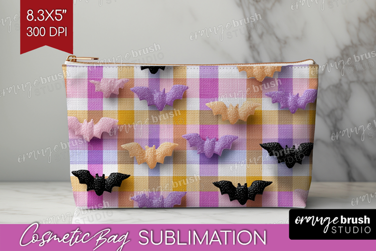 Gingram Halloween Cosmetic Bag - Spooky Cute Makeup Bag PNG