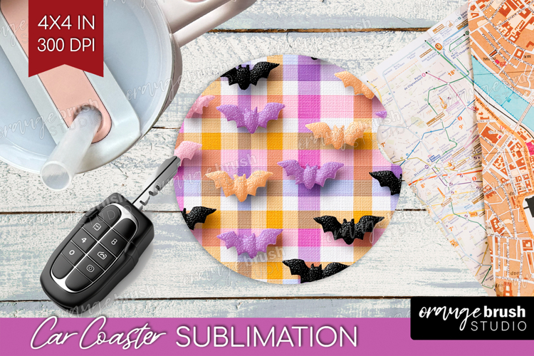 Gingram Halloween Car Coaster - Spooky Cute Coaster PNG