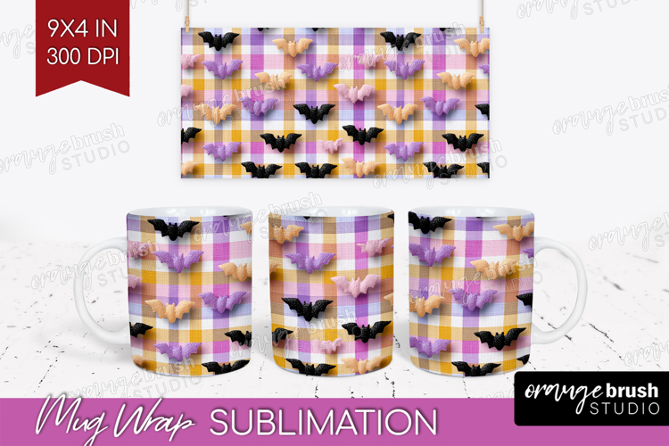 Gingram Halloween Mug Wrap - Spooky Cute Mug PNG Sublimation